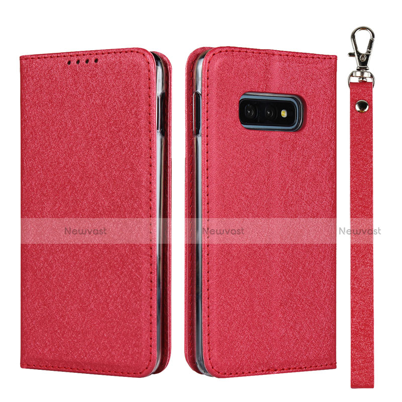 Leather Case Stands Flip Cover T04 Holder for Samsung Galaxy S10e Red