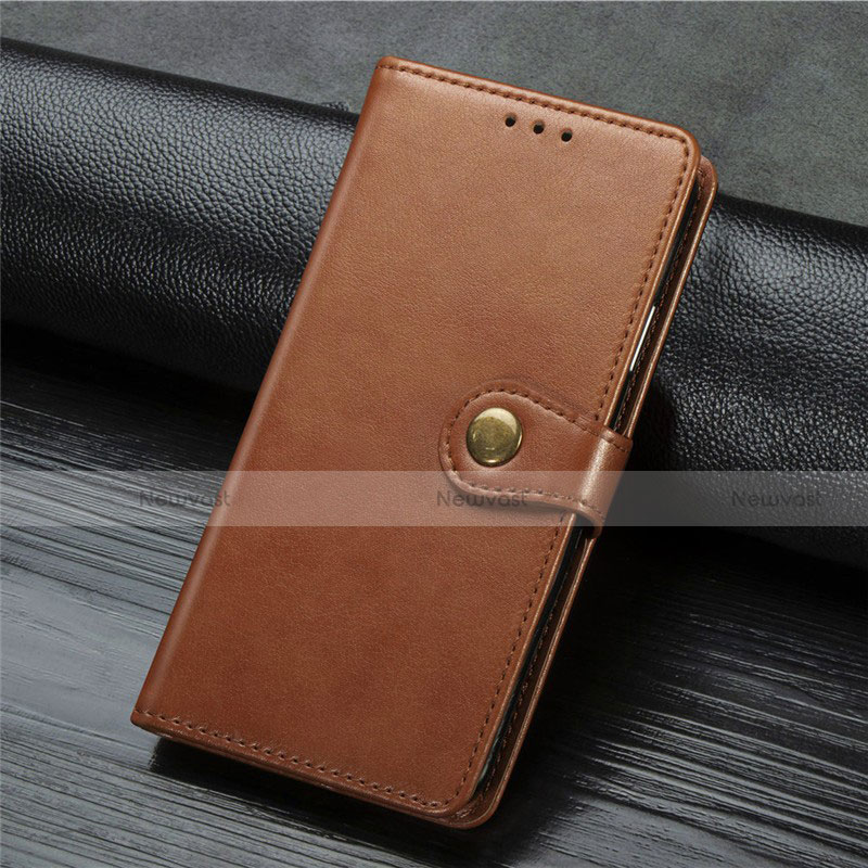 Leather Case Stands Flip Cover T04 Holder for Xiaomi Mi 10 Pro Brown