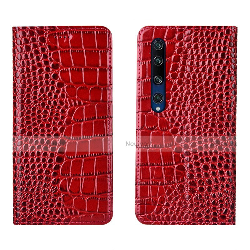 Leather Case Stands Flip Cover T04 Holder for Xiaomi Mi 10 Red