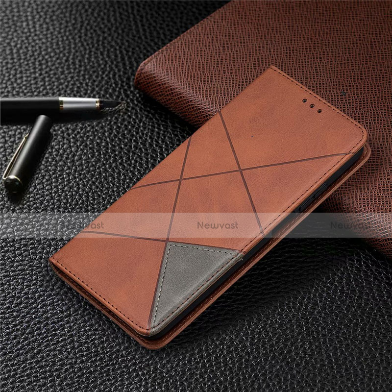 Leather Case Stands Flip Cover T04 Holder for Xiaomi Mi 10i 5G Brown