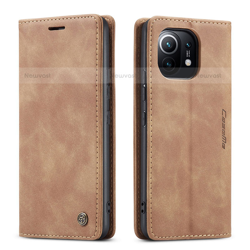 Leather Case Stands Flip Cover T04 Holder for Xiaomi Mi 11 Lite 5G Khaki