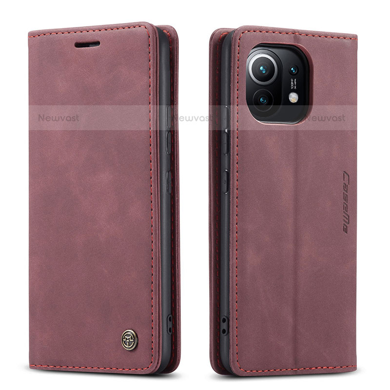 Leather Case Stands Flip Cover T04 Holder for Xiaomi Mi 11 Lite 5G NE Purple