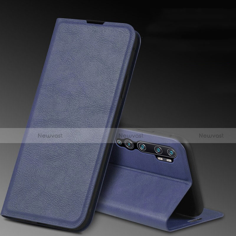 Leather Case Stands Flip Cover T04 Holder for Xiaomi Mi Note 10 Pro Blue