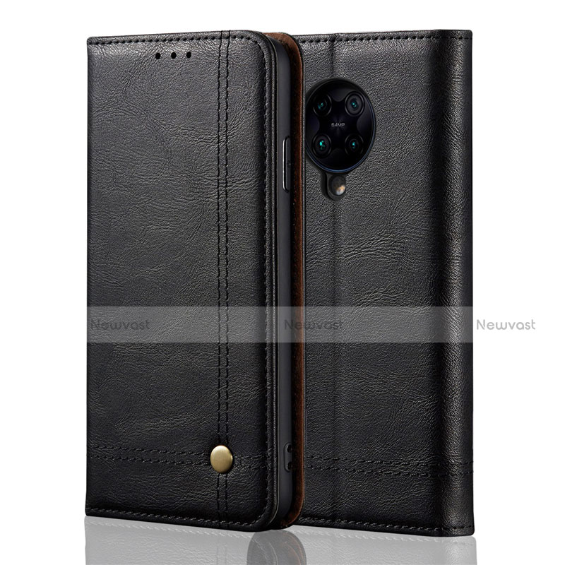 Leather Case Stands Flip Cover T04 Holder for Xiaomi Poco F2 Pro Black