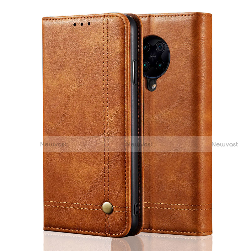 Leather Case Stands Flip Cover T04 Holder for Xiaomi Poco F2 Pro Orange