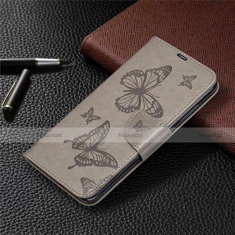 Leather Case Stands Flip Cover T04 Holder for Xiaomi Redmi 10X 4G Gray