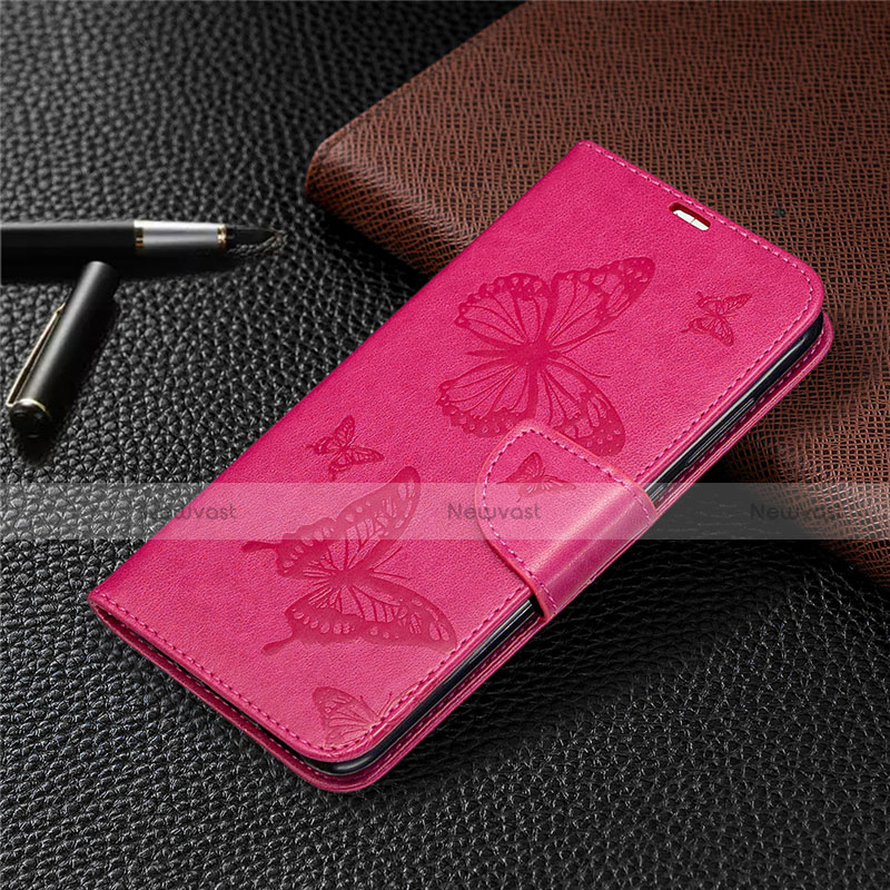 Leather Case Stands Flip Cover T04 Holder for Xiaomi Redmi 10X 4G Hot Pink