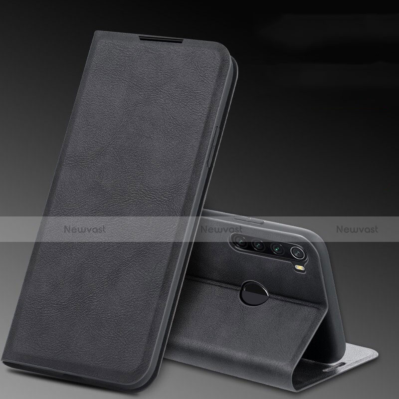 Leather Case Stands Flip Cover T04 Holder for Xiaomi Redmi Note 8 (2021) Black