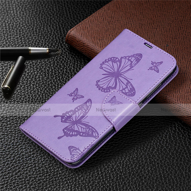 Leather Case Stands Flip Cover T04 Holder for Xiaomi Redmi Note 9 Purple