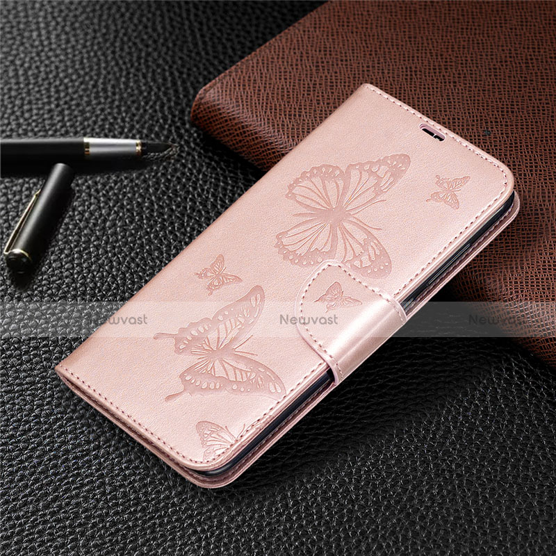 Leather Case Stands Flip Cover T04 Holder for Xiaomi Redmi Note 9 Rose Gold