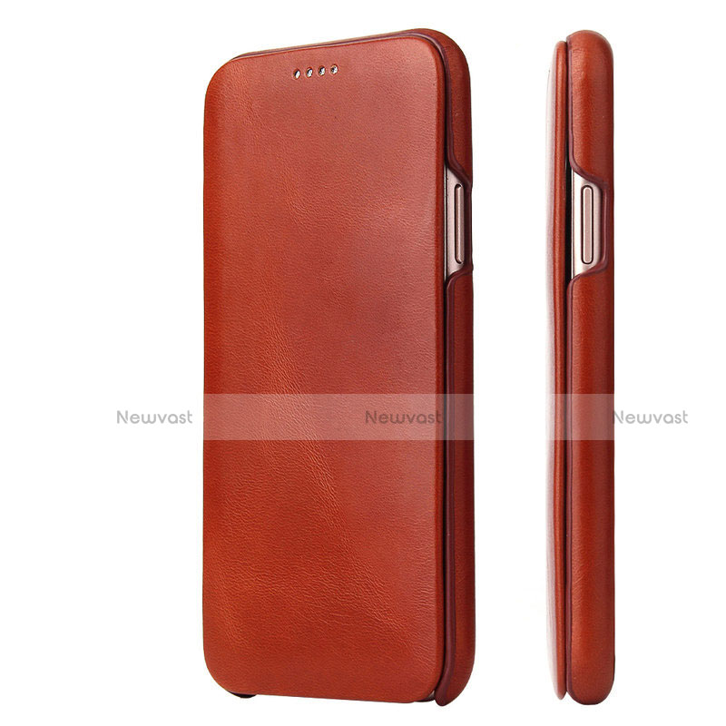 Leather Case Stands Flip Cover T05 Holder for Apple iPhone 11 Pro Max Brown