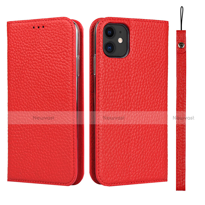 Leather Case Stands Flip Cover T05 Holder for Apple iPhone 11 Red