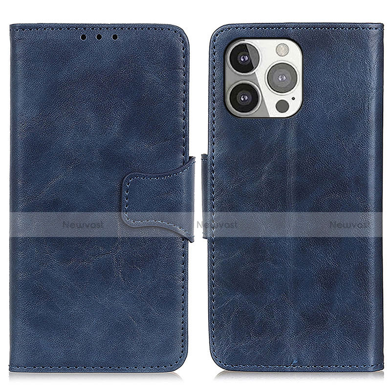 Leather Case Stands Flip Cover T05 Holder for Apple iPhone 14 Pro Blue