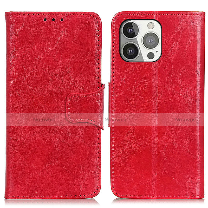 Leather Case Stands Flip Cover T05 Holder for Apple iPhone 14 Pro Max Red