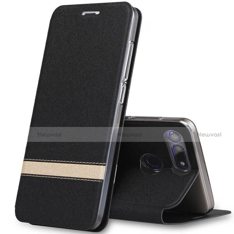 Leather Case Stands Flip Cover T05 Holder for Huawei Honor V20 Black