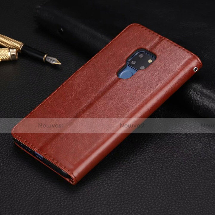 Leather Case Stands Flip Cover T05 Holder for Huawei Mate 20 X 5G Brown