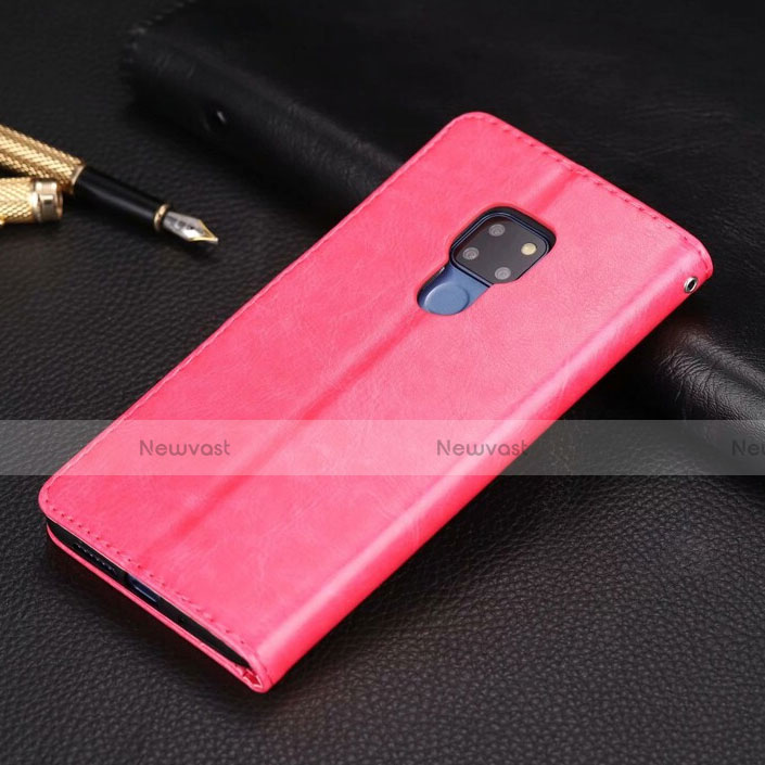 Leather Case Stands Flip Cover T05 Holder for Huawei Mate 20 X 5G Hot Pink