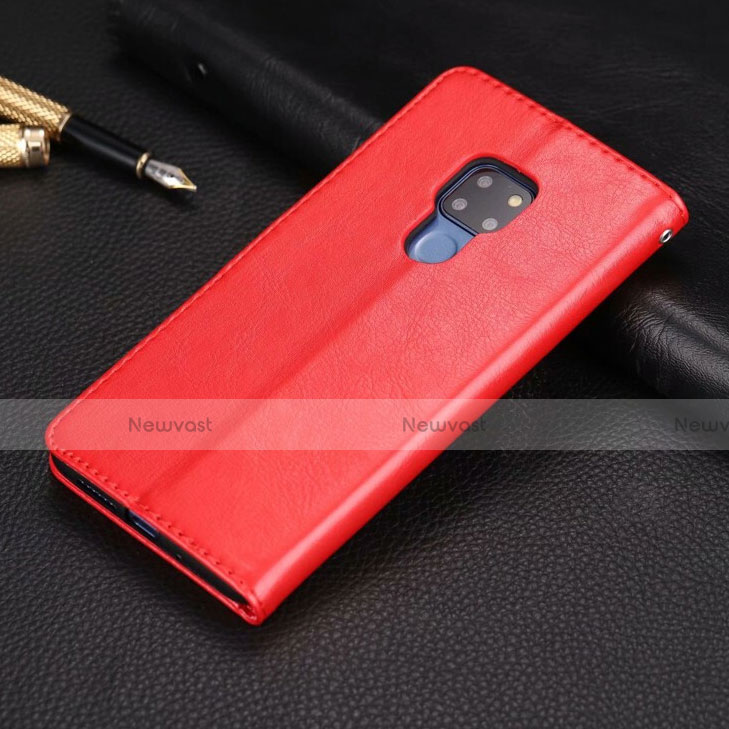 Leather Case Stands Flip Cover T05 Holder for Huawei Mate 20 X 5G Red