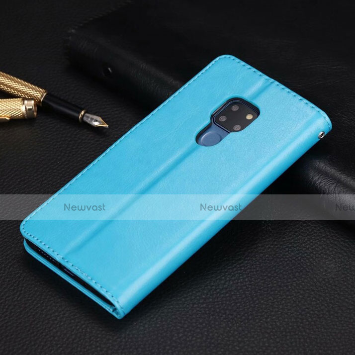 Leather Case Stands Flip Cover T05 Holder for Huawei Mate 20 X 5G Sky Blue