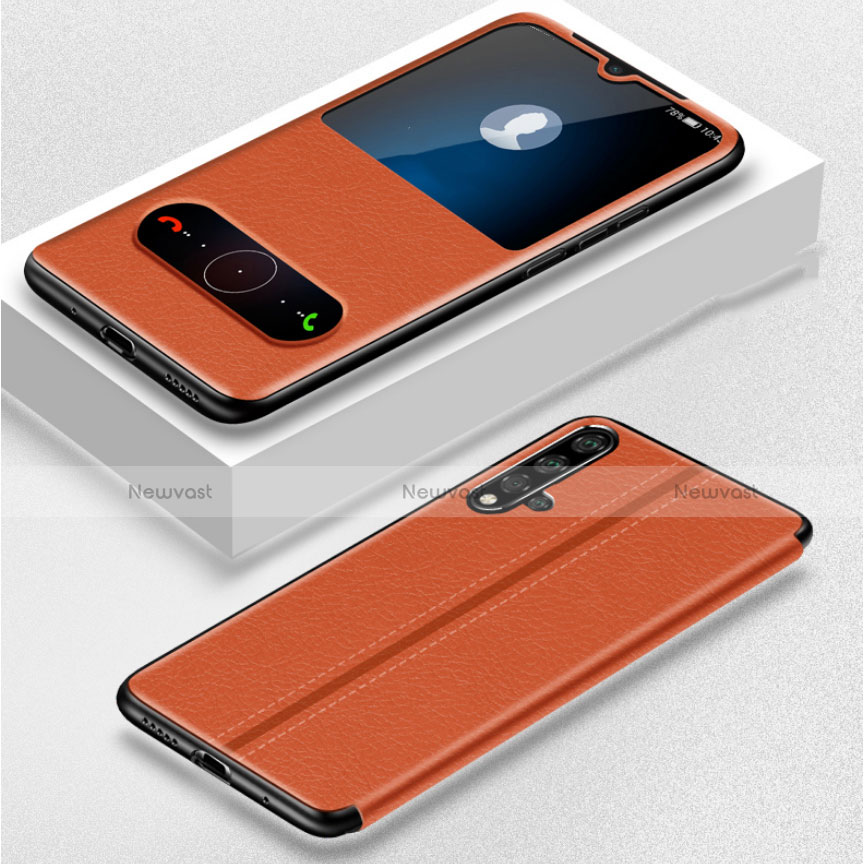 Leather Case Stands Flip Cover T05 Holder for Huawei Nova 5 Pro Orange