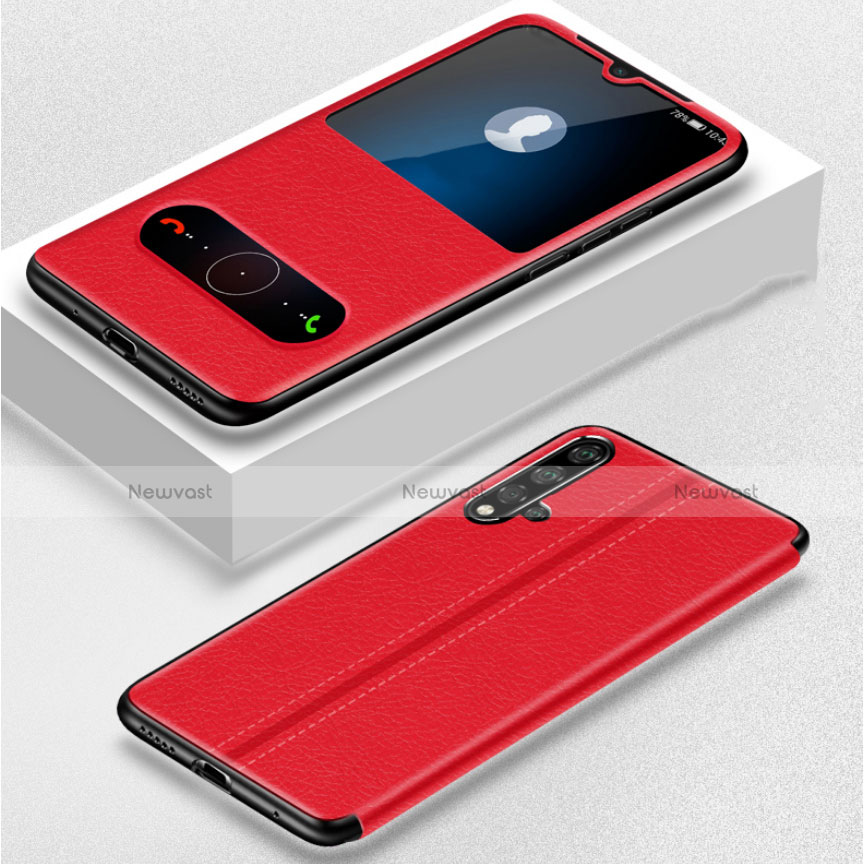 Leather Case Stands Flip Cover T05 Holder for Huawei Nova 5 Pro Red