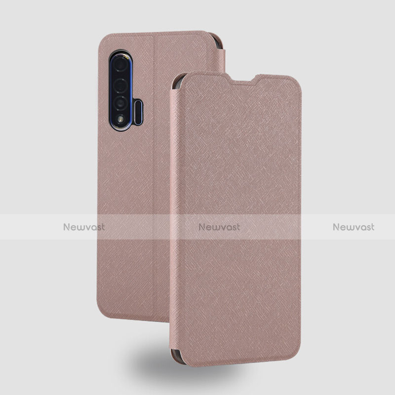 Leather Case Stands Flip Cover T05 Holder for Huawei Nova 6 5G Rose Gold