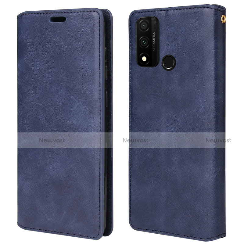 Leather Case Stands Flip Cover T05 Holder for Huawei P Smart (2020) Blue