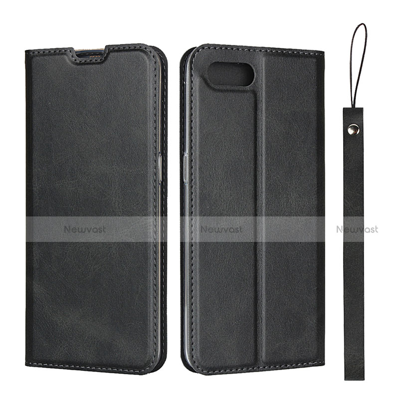 Leather Case Stands Flip Cover T05 Holder for Oppo K1 Black