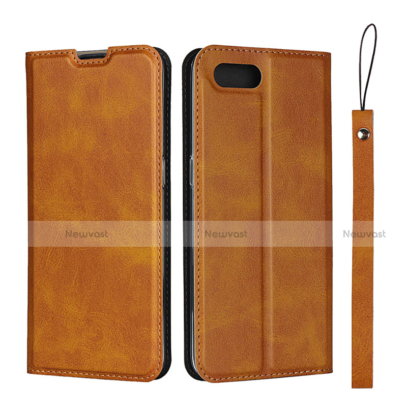 Leather Case Stands Flip Cover T05 Holder for Oppo K1 Orange