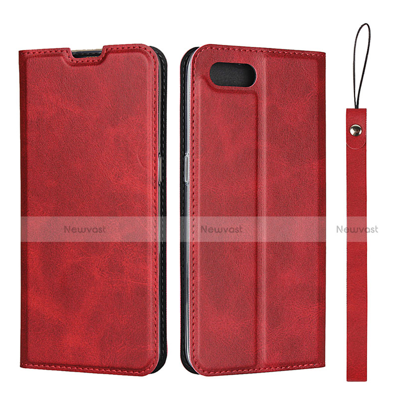 Leather Case Stands Flip Cover T05 Holder for Oppo K1 Red