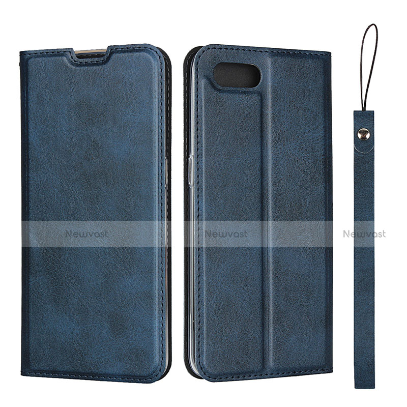 Leather Case Stands Flip Cover T05 Holder for Oppo RX17 Neo Blue