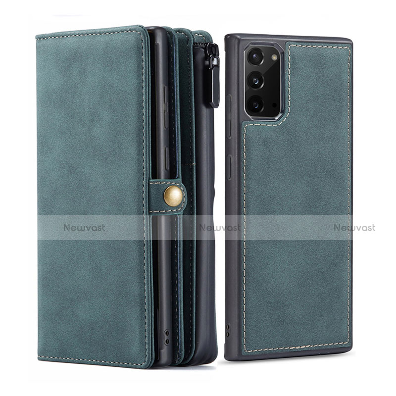 Leather Case Stands Flip Cover T05 Holder for Samsung Galaxy Note 20 5G Green