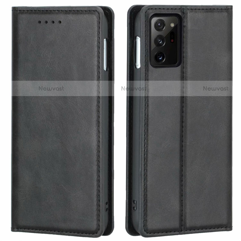 Leather Case Stands Flip Cover T05 Holder for Samsung Galaxy Note 20 Ultra 5G Black