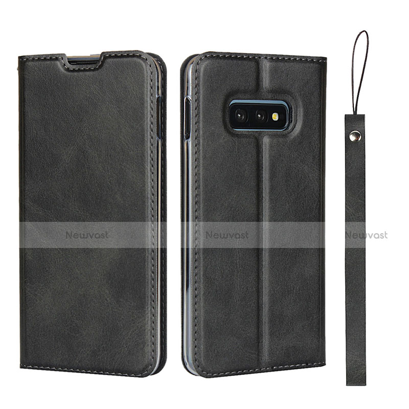 Leather Case Stands Flip Cover T05 Holder for Samsung Galaxy S10e Black