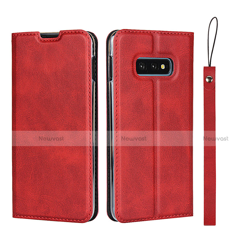 Leather Case Stands Flip Cover T05 Holder for Samsung Galaxy S10e Red