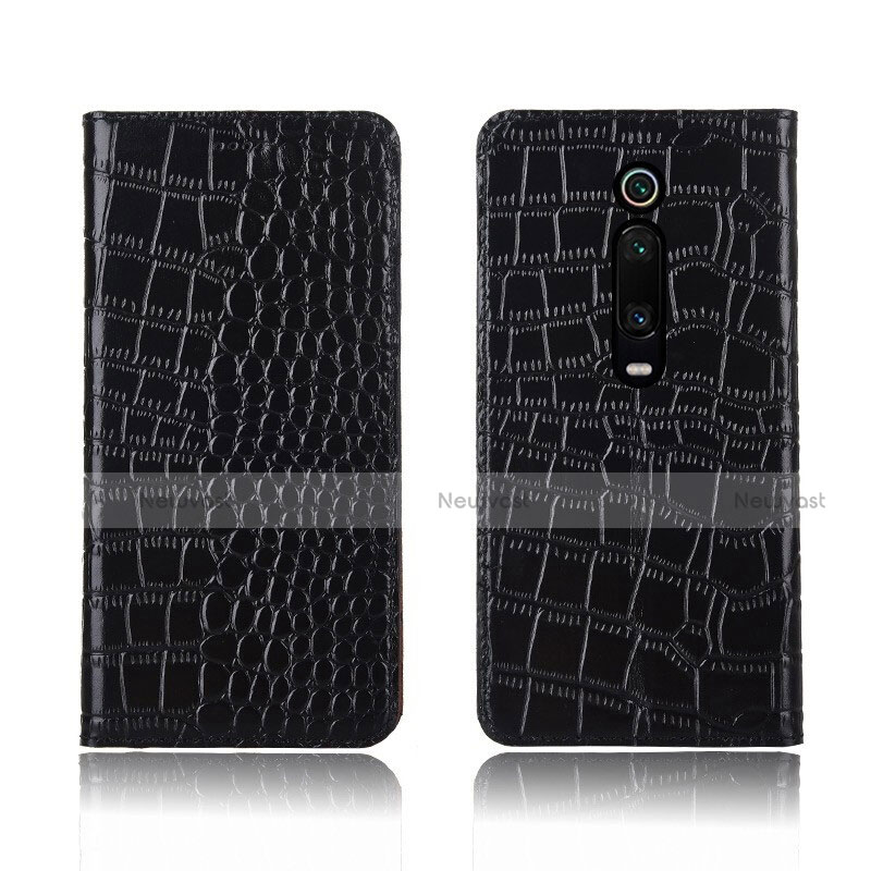 Leather Case Stands Flip Cover T05 Holder for Xiaomi Mi 9T Pro Black