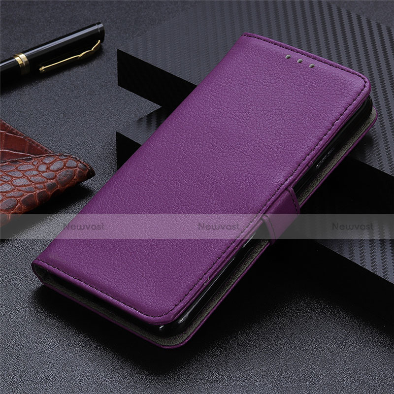 Leather Case Stands Flip Cover T05 Holder for Xiaomi Redmi 9i Purple