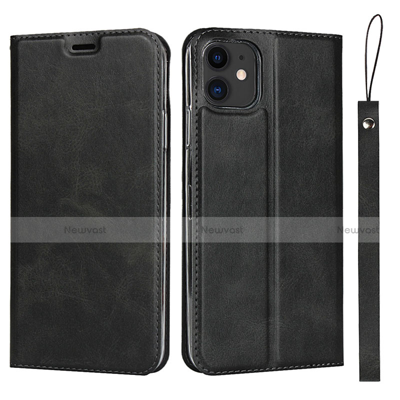 Leather Case Stands Flip Cover T06 Holder for Apple iPhone 11 Black