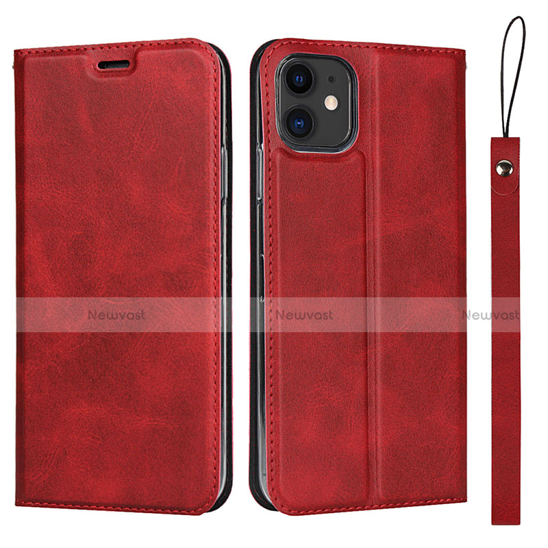 Leather Case Stands Flip Cover T06 Holder for Apple iPhone 11 Red