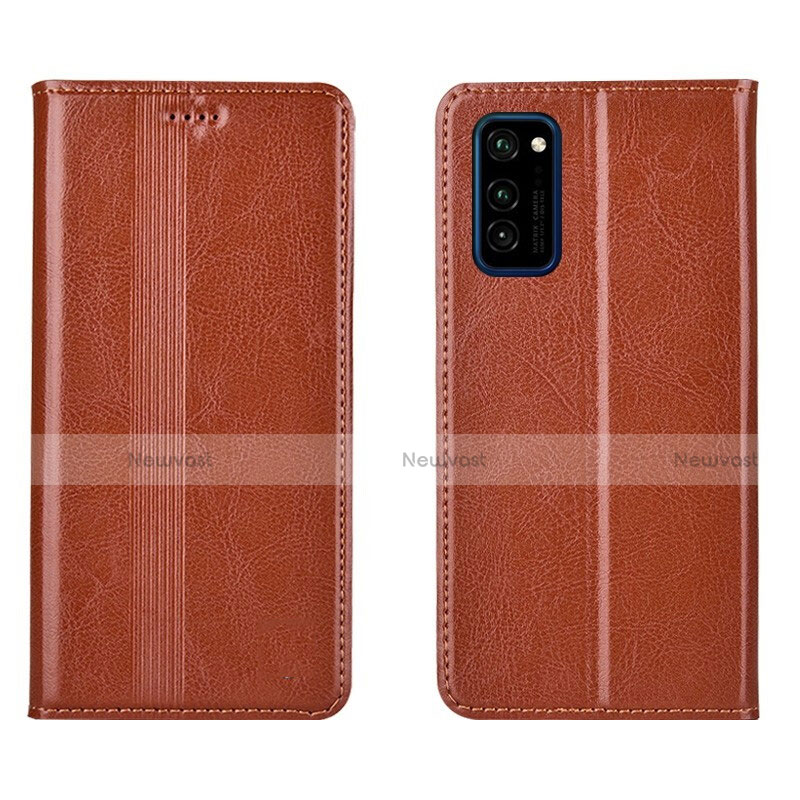 Leather Case Stands Flip Cover T06 Holder for Huawei Honor V30 5G Orange