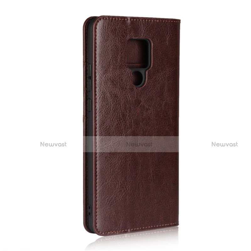 Leather Case Stands Flip Cover T06 Holder for Huawei Mate 20 X 5G Brown