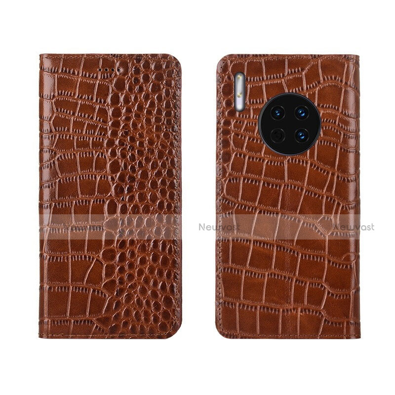 Leather Case Stands Flip Cover T06 Holder for Huawei Mate 30 Orange