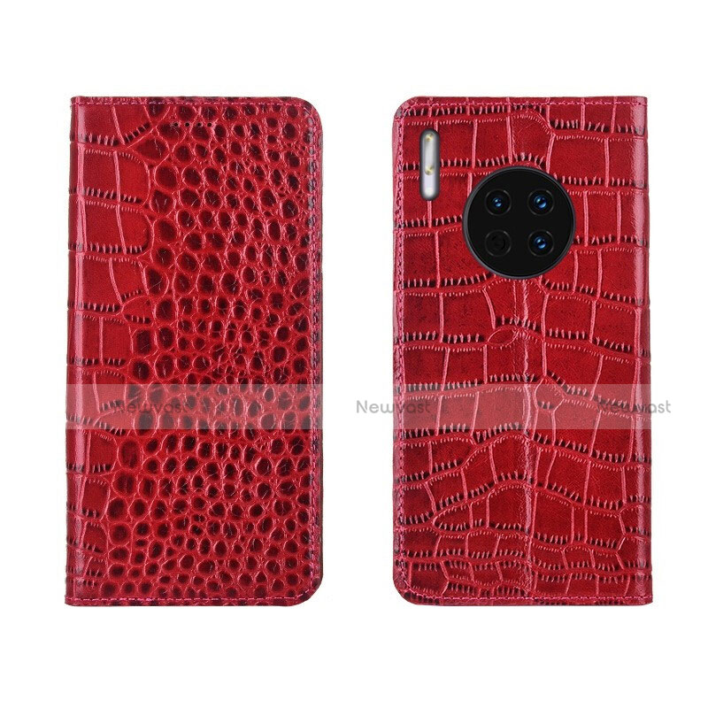 Leather Case Stands Flip Cover T06 Holder for Huawei Mate 30 Pro 5G Red