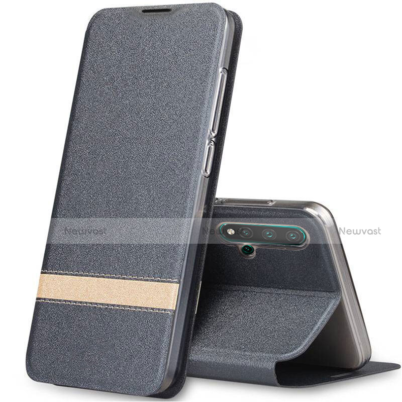 Leather Case Stands Flip Cover T06 Holder for Huawei Nova 5 Pro Gray