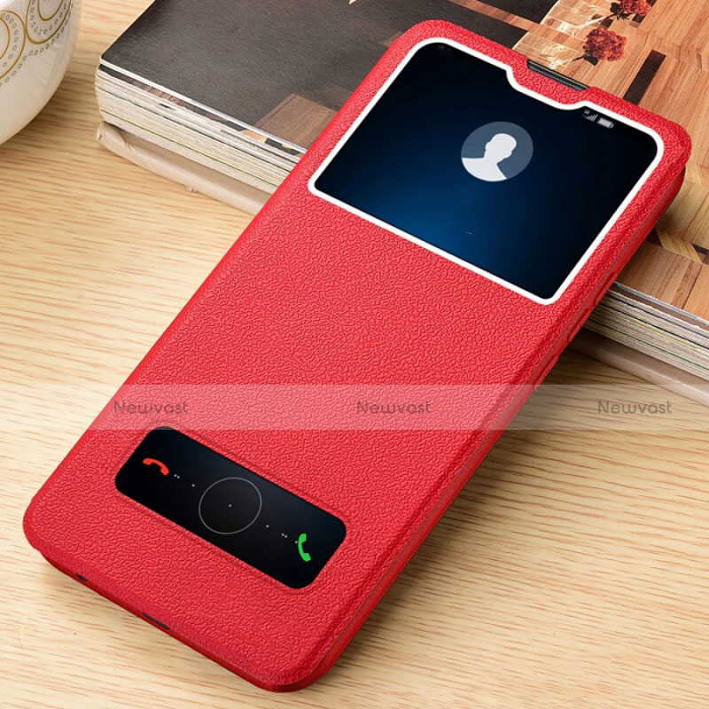 Leather Case Stands Flip Cover T06 Holder for Huawei Nova 6 Red