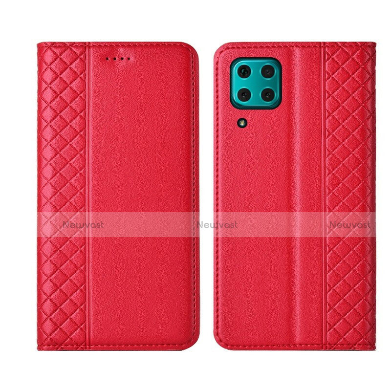 Leather Case Stands Flip Cover T06 Holder for Huawei Nova 6 SE Red