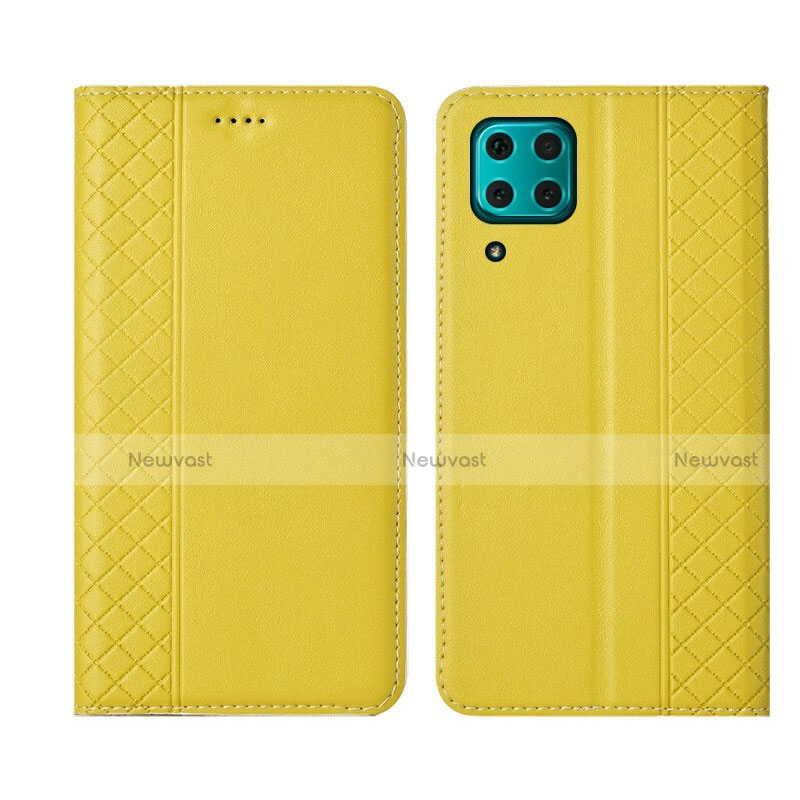 Leather Case Stands Flip Cover T06 Holder for Huawei Nova 6 SE Yellow