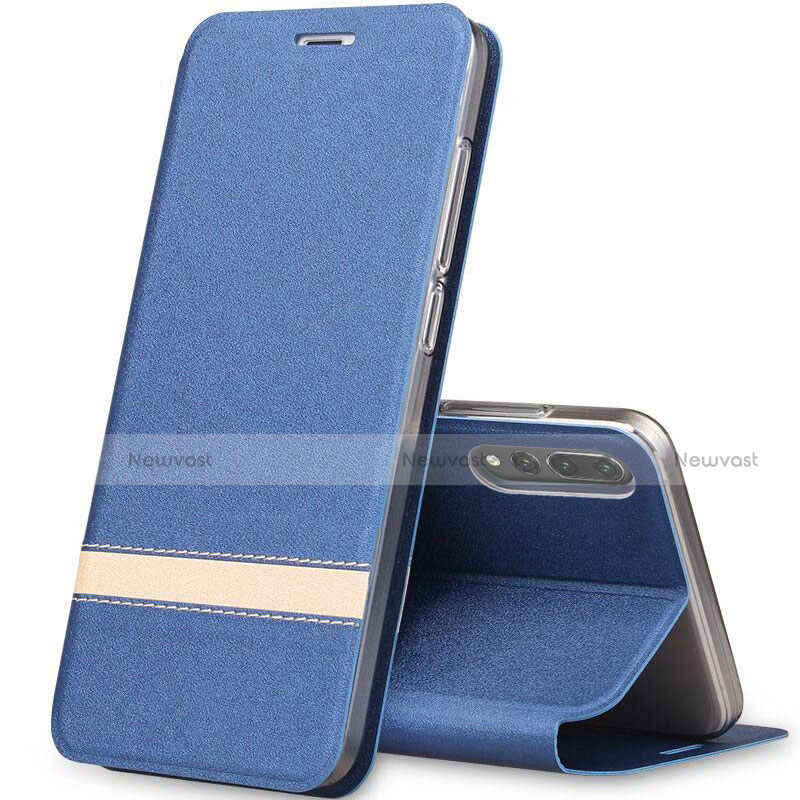 Leather Case Stands Flip Cover T06 Holder for Huawei P20 Pro Blue