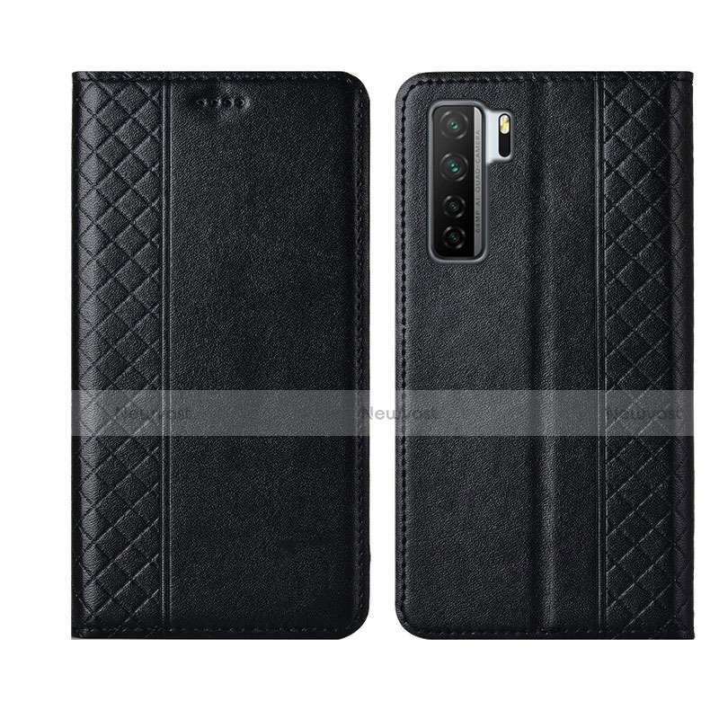 Leather Case Stands Flip Cover T06 Holder for Huawei P40 Lite 5G Black