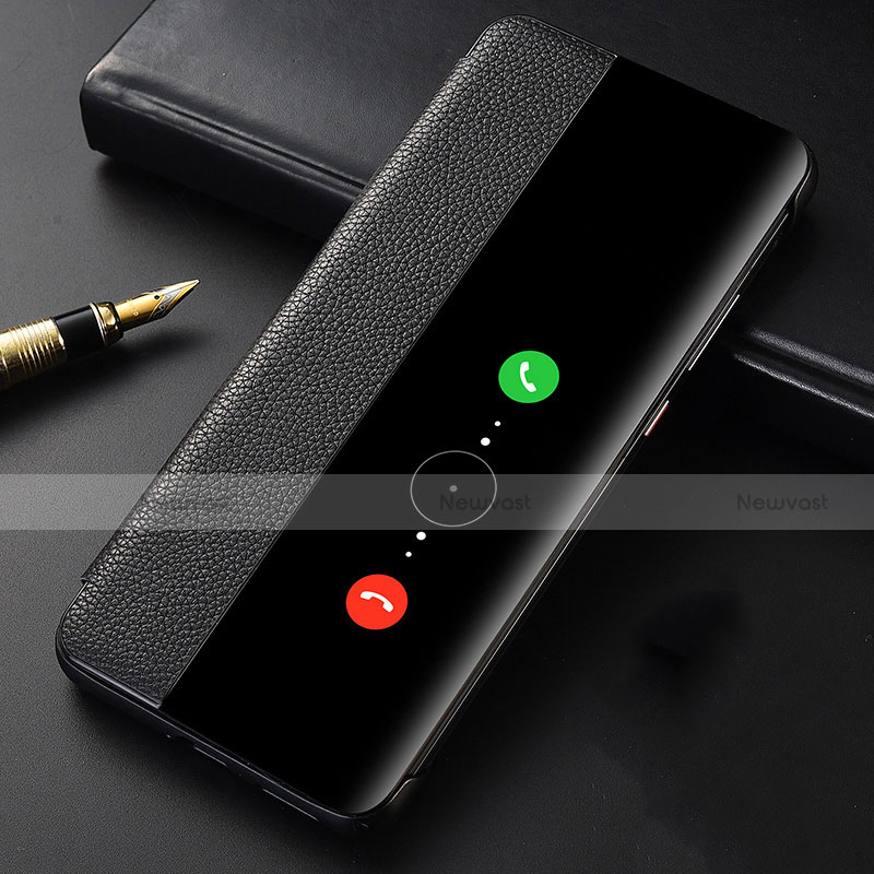 Leather Case Stands Flip Cover T06 Holder for Huawei P40 Pro Black